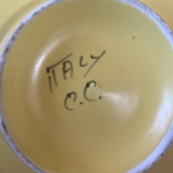 Antique 1922 Italian pottery candle dish holder  flowers Italy vintage - Picture 3 of 9